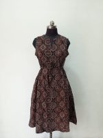 Cotton Kantha Ajrakh Natural Dye Handblock Print A-line Kurti One Piece