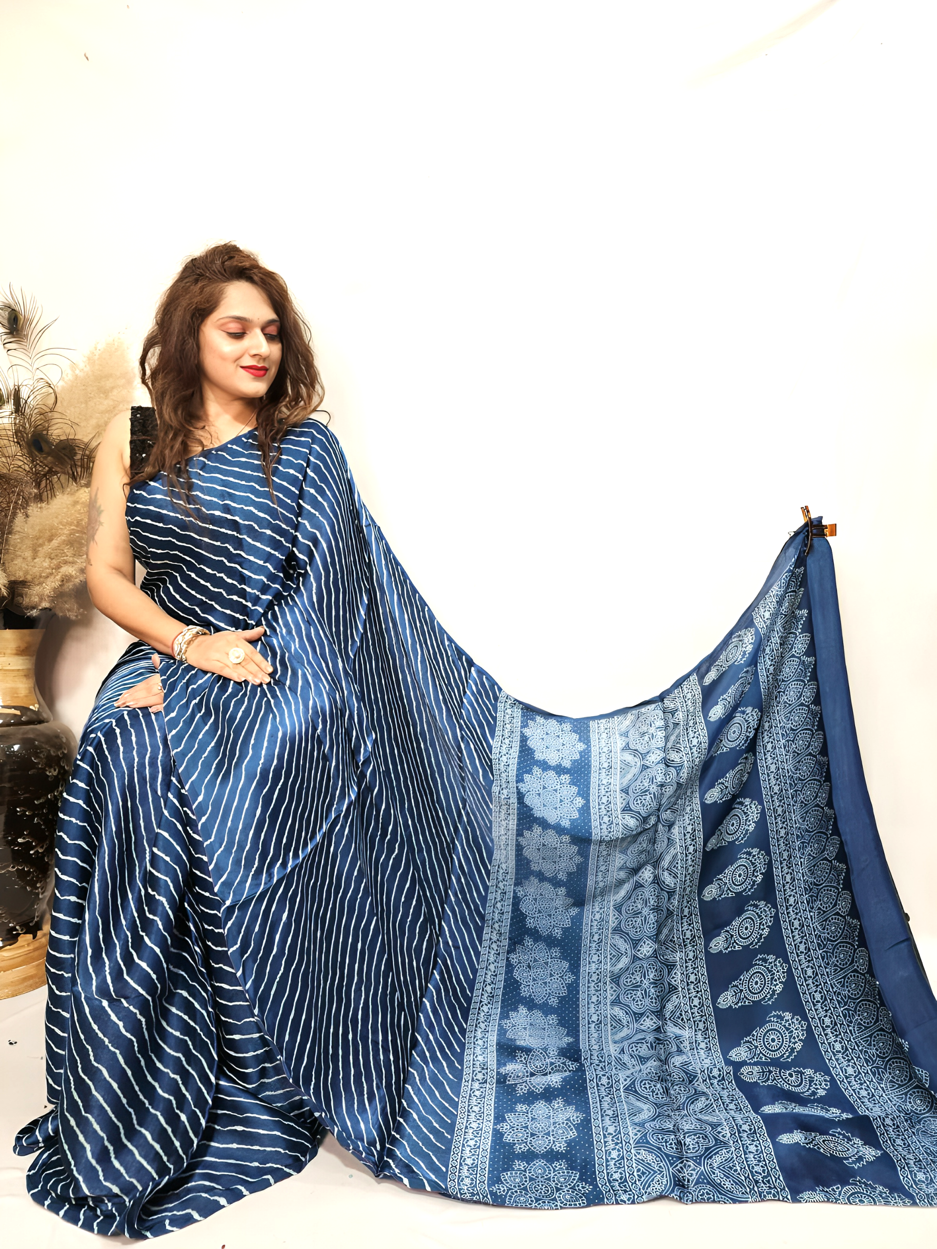 Modal Gajji Silk Leheriya Print Saree