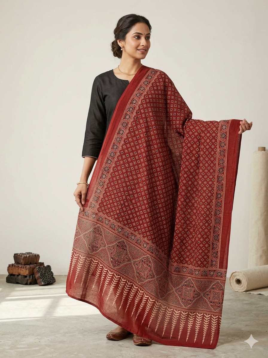 New Product Alert – Cotton Ajrakh Dupatta - Image 3