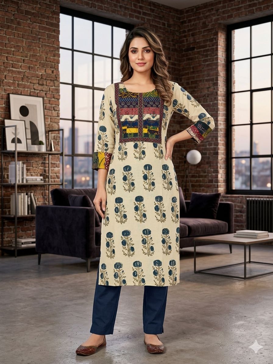 Ajrakh Handblock Natural Dyed Cotton Kurti - Image 5