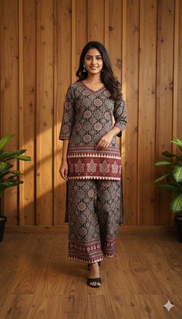 Stylish Ajrakh Co-Ord Set (Top + Palazzo) - Image 7