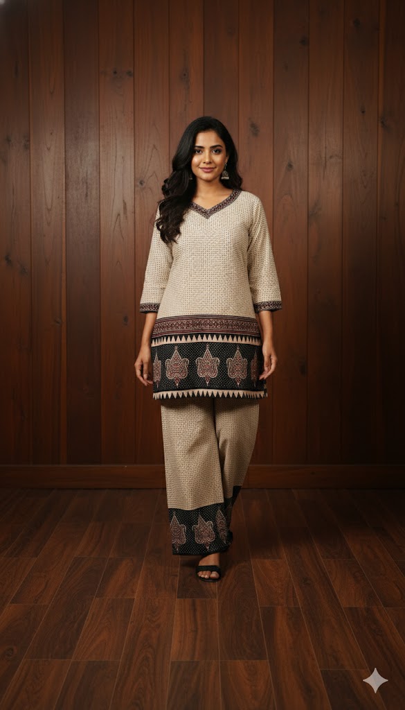 Stylish Ajrakh Co-Ord Set (Top + Palazzo) - Image 9