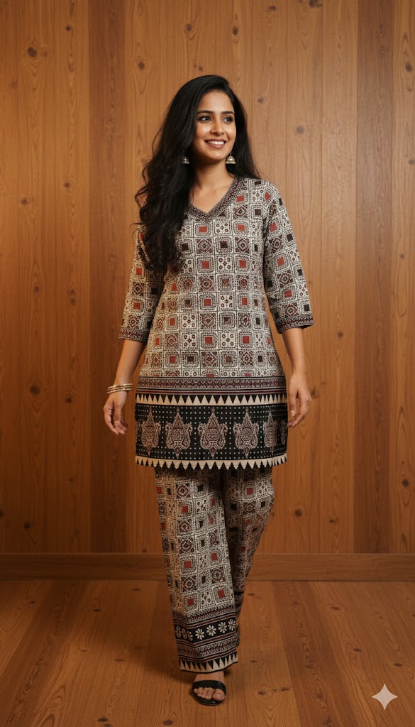 Stylish Ajrakh Co-Ord Set (Top + Palazzo) - Image 10