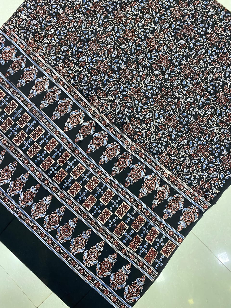 Cotton Ajrakh Handblock Print Natural Dye Dupatta