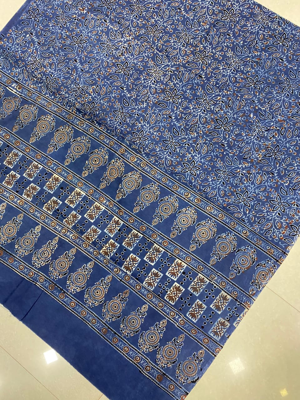 Cotton Ajrakh Handblock Print Natural Dye Dupatta - Image 2