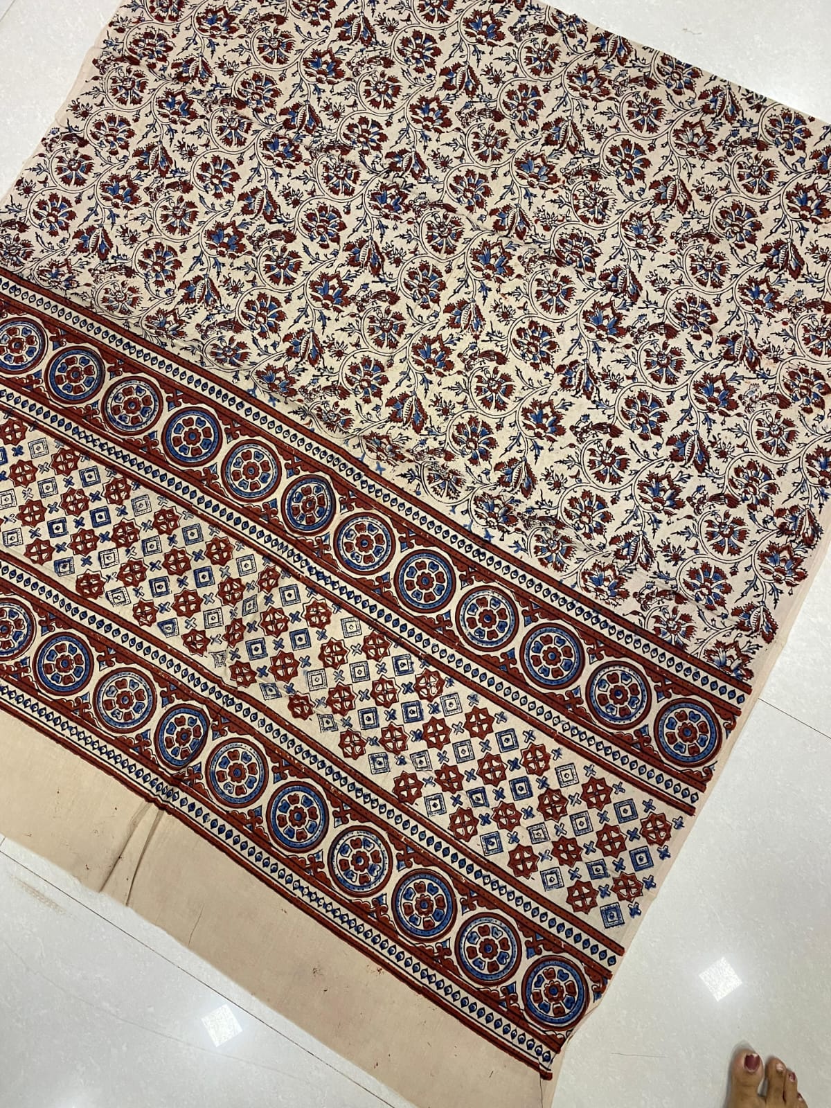 Cotton Ajrakh Handblock Print Natural Dye Dupatta - Image 8