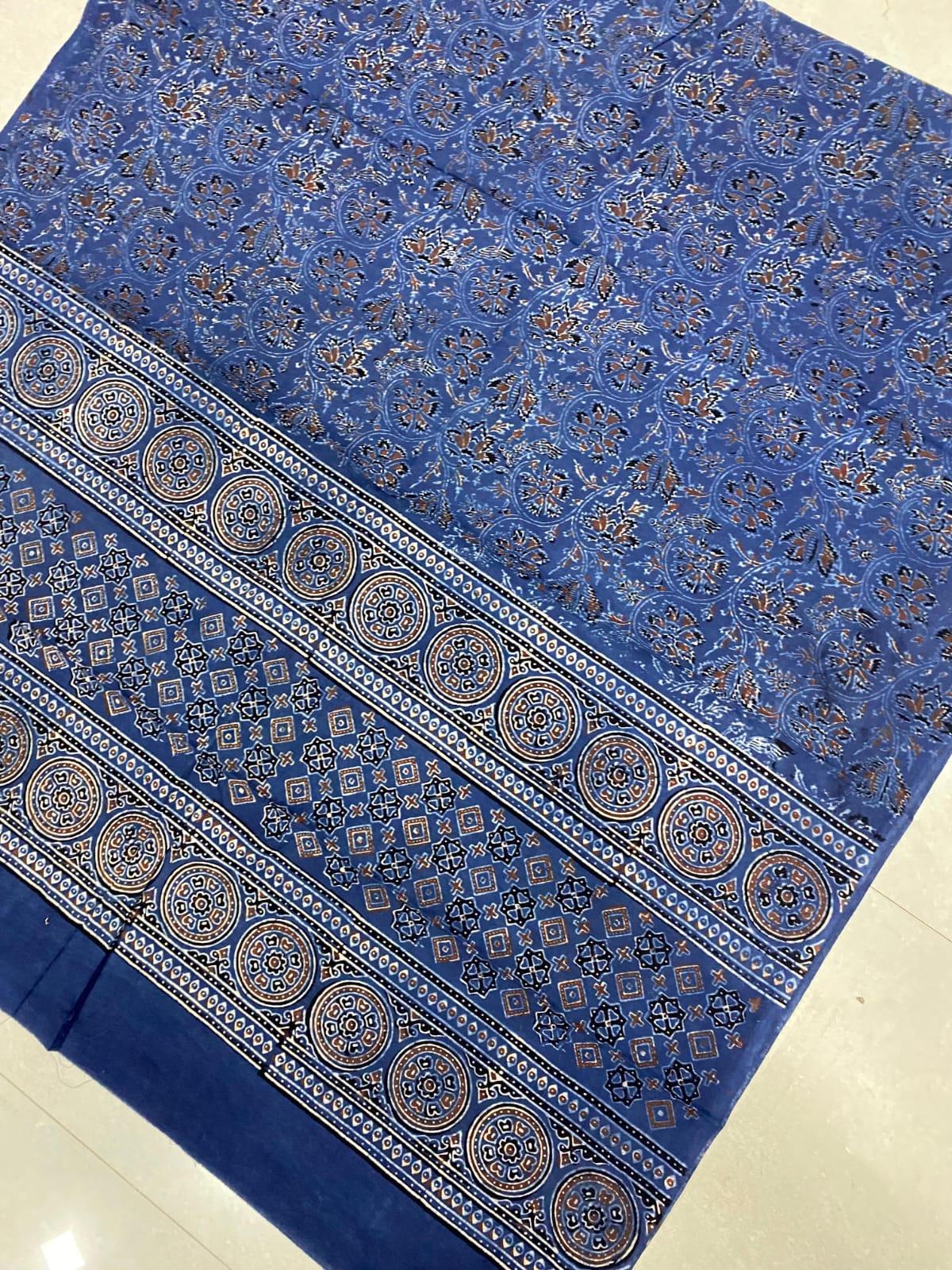 Cotton Ajrakh Handblock Print Natural Dye Dupatta - Image 6