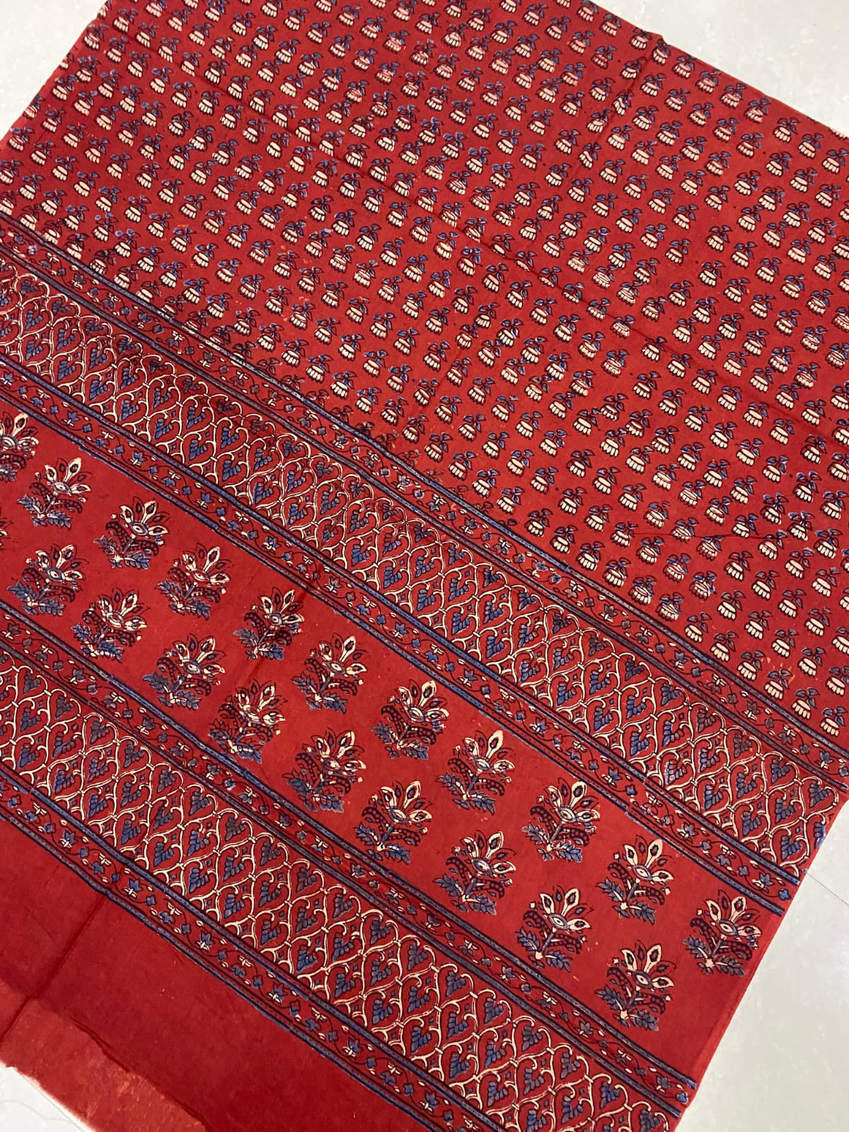 Cotton Ajrakh Handblock Print Natural Dye Dupatta - Image 9