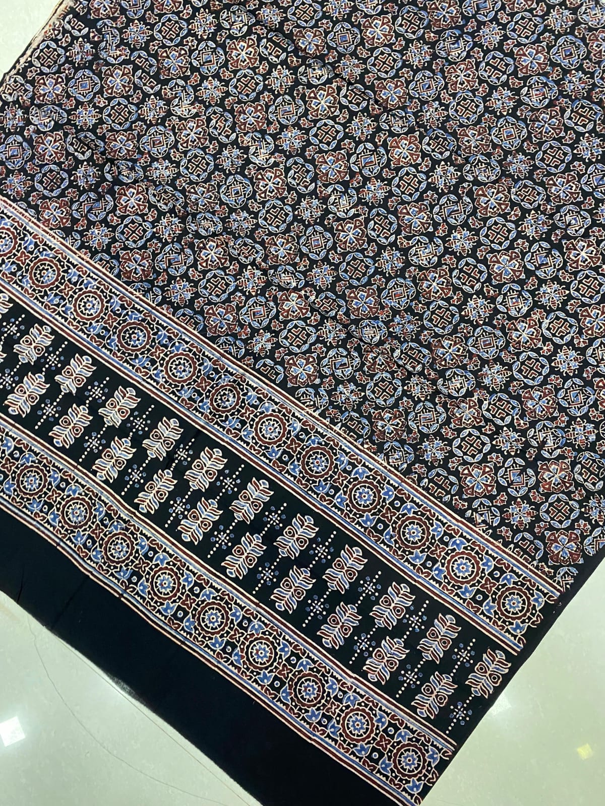 Cotton Ajrakh Handblock Print Natural Dye Dupatta - Image 15