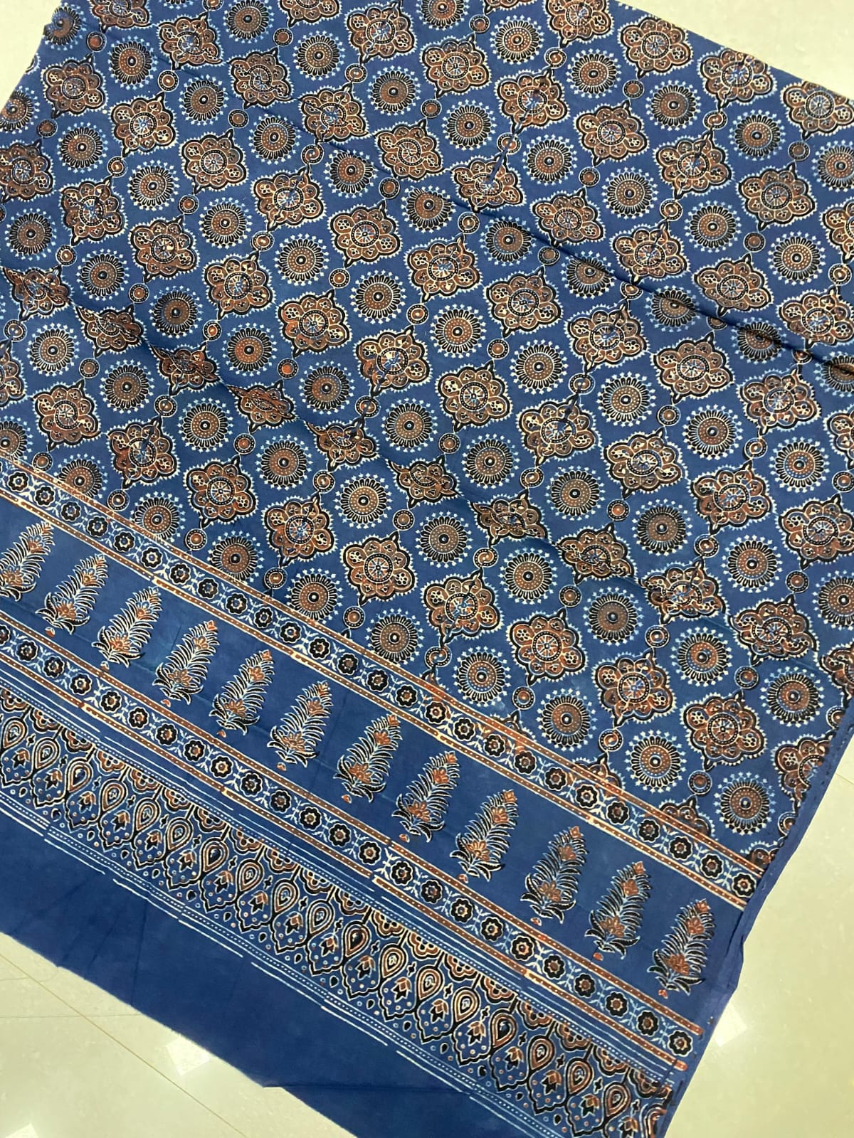 Cotton Ajrakh Handblock Print Natural Dye Dupatta - Image 11
