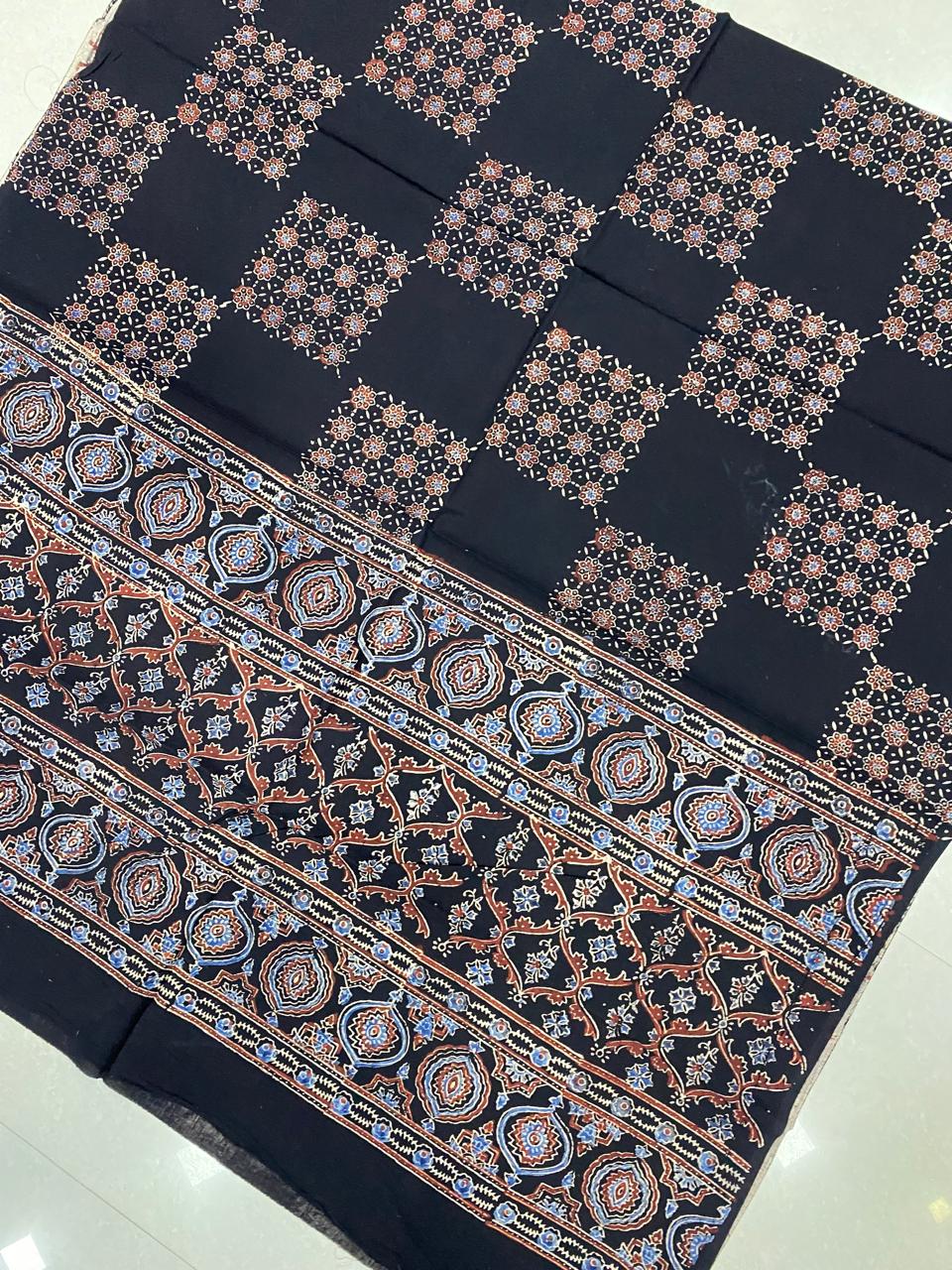 Cotton Ajrakh Handblock Print Natural Dye Dupatta - Image 13