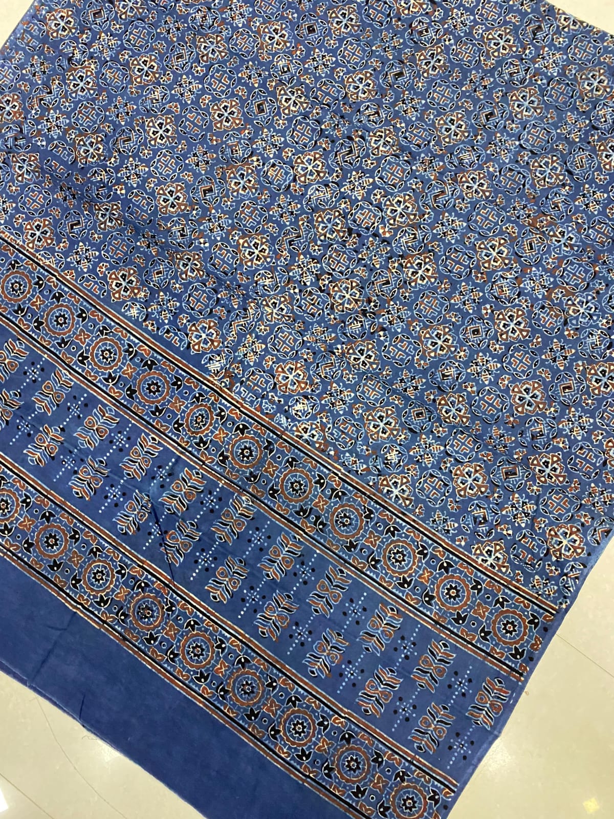 Cotton Ajrakh Handblock Print Natural Dye Dupatta - Image 16