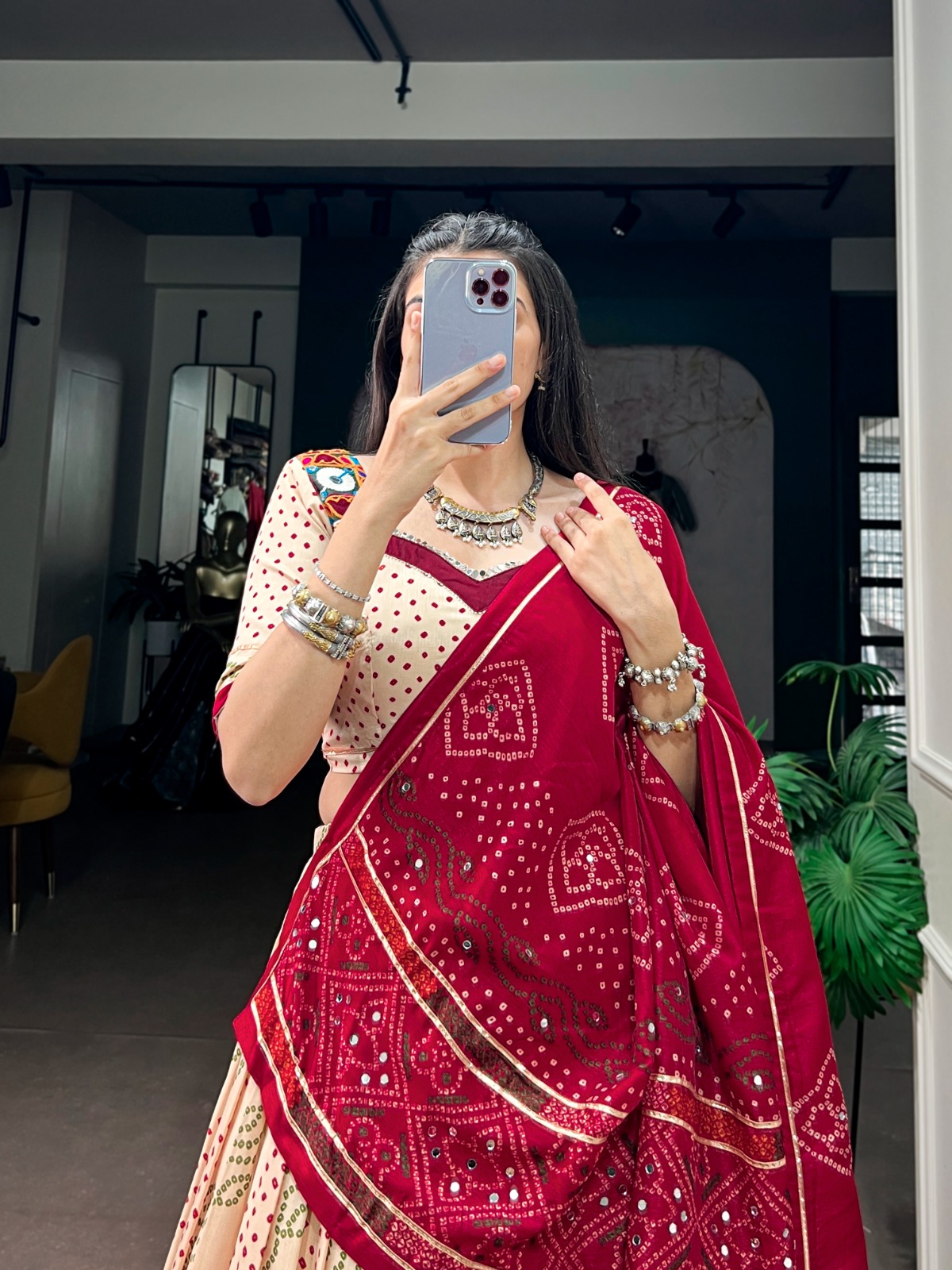 Navratri Collection 2026 Tasar Silk Bandhej Lehenga Choli - Image 2
