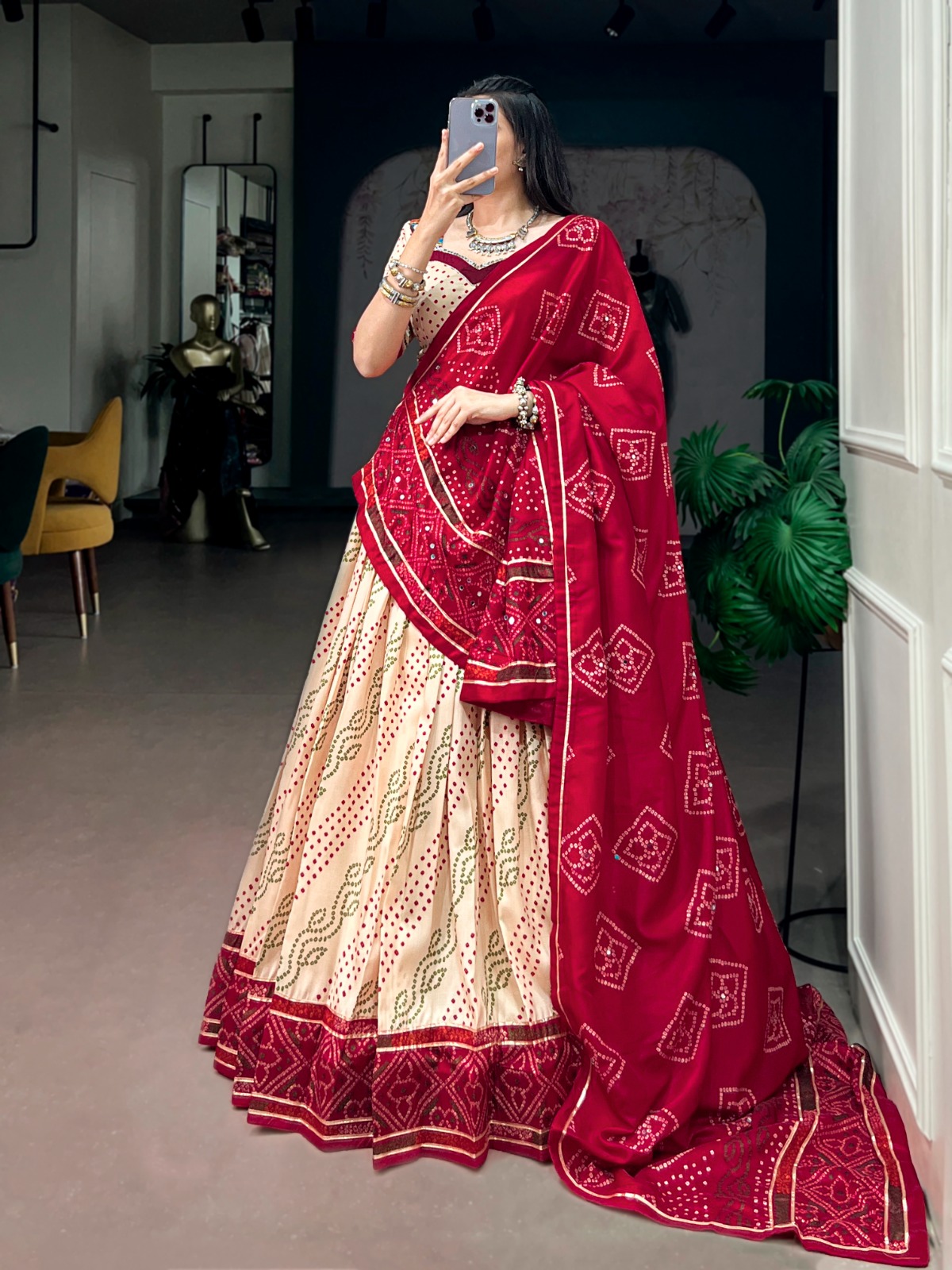 Navratri Collection 2026 Tasar Silk Bandhej Lehenga Choli