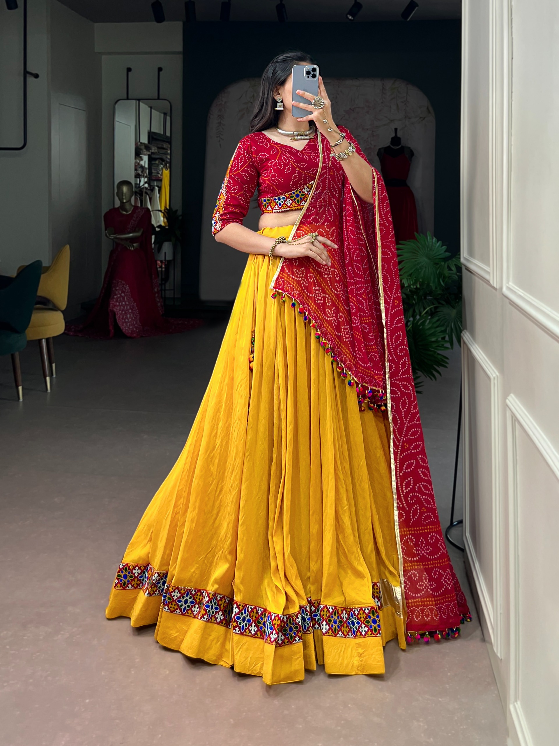Navratri Collection 2026 Chanderi Bandhej Lehenga Choli