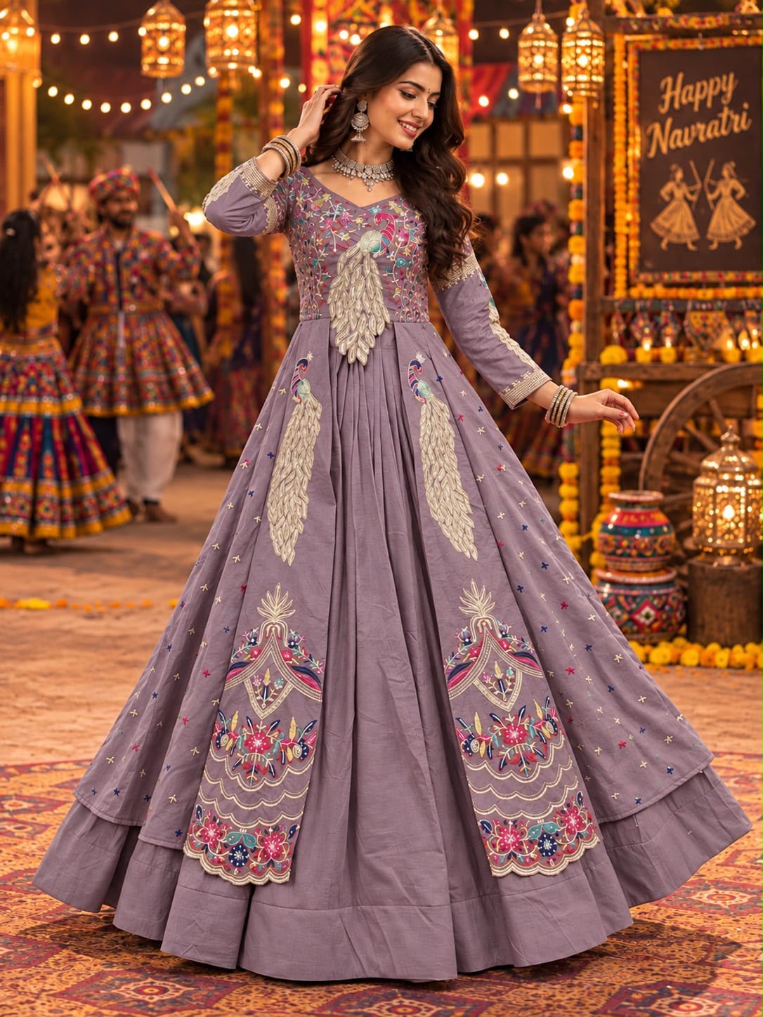 Festival Special Vichitra Crop Top Lehenga Set With Shrug - Image 3