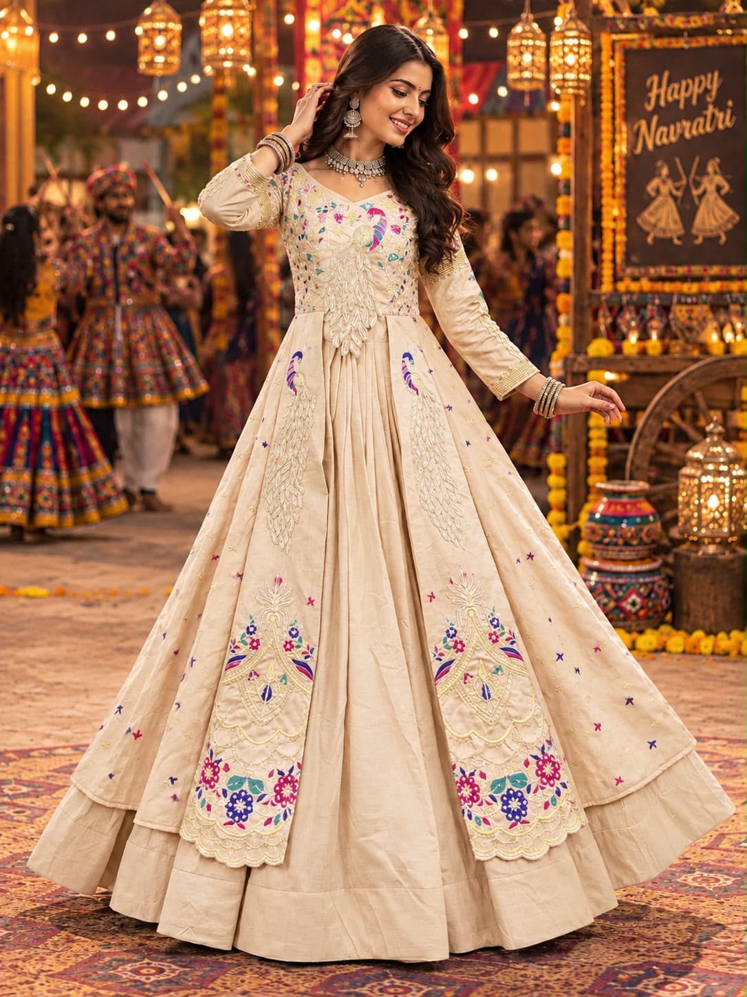 Festival Special Vichitra Crop Top Lehenga Set With Shrug - Image 4