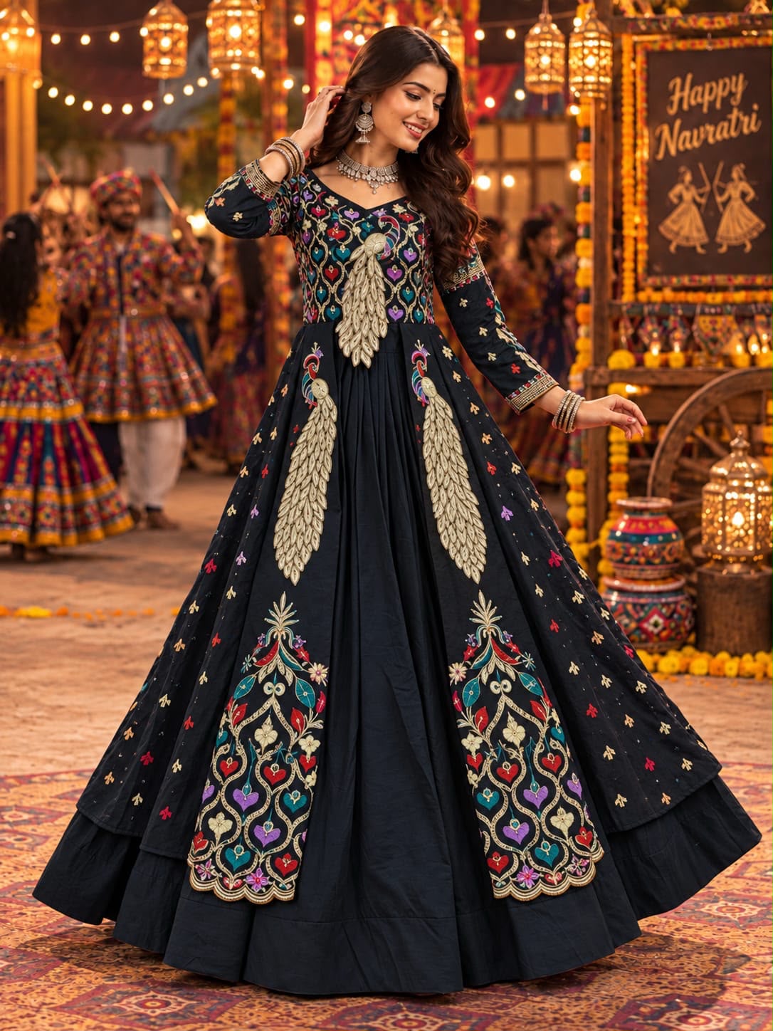 Festival Special Vichitra Crop Top Lehenga Set With Shrug - Image 7
