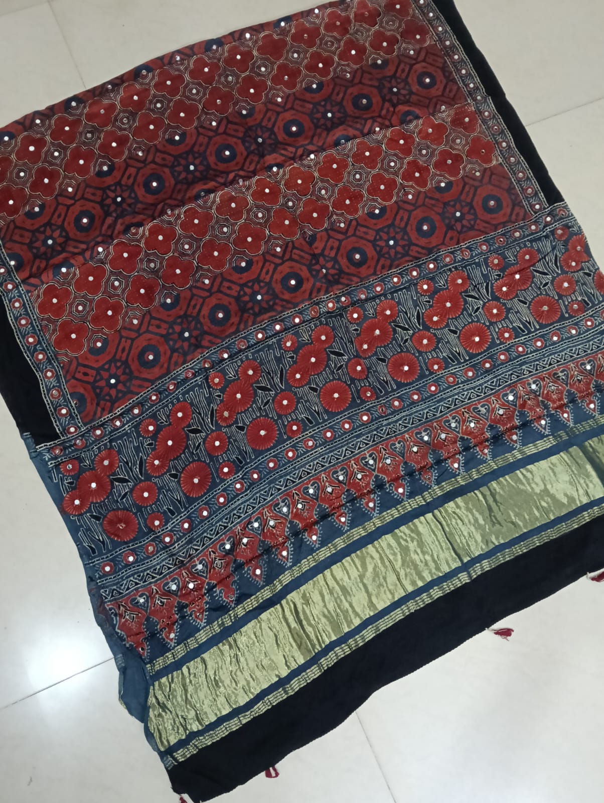 PREMIUM MODAL AJRAKH MIRROR DUPATTA - Image 4