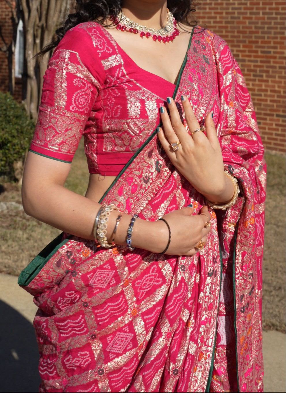 GHARCHOLA DOLA SILK SAREE WITH HEAVY WOVEN BLOUSE