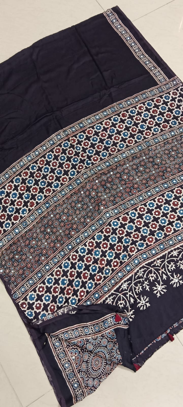 PREMIUM MODAL AJRAKH HAND BLOCK PRINT SAREE