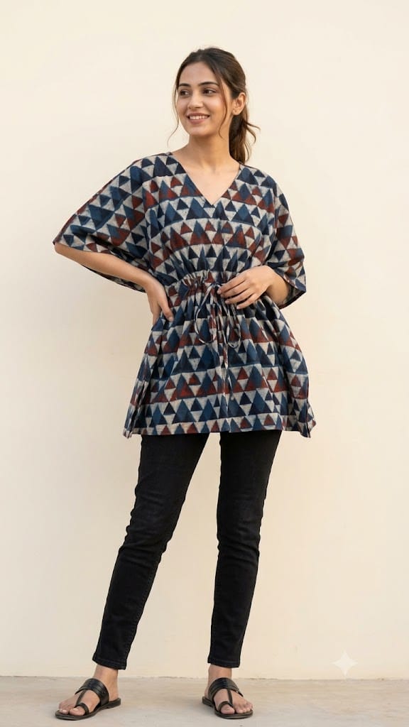 AJRAKH HAND BLOCK PRINT COTTON KAFTAN - Image 4