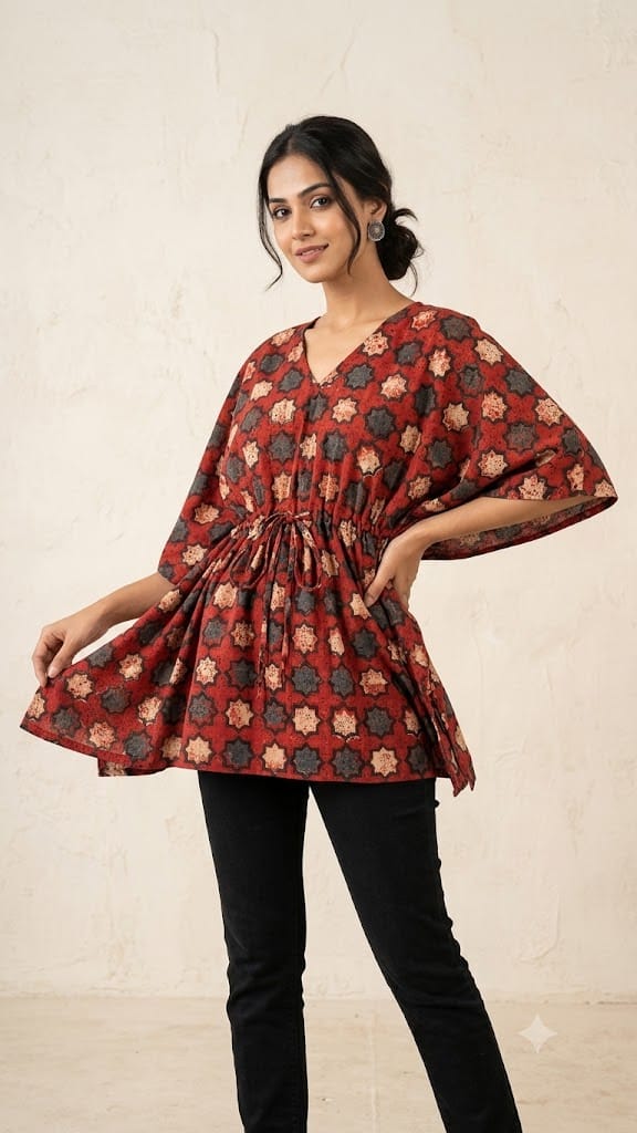AJRAKH HAND BLOCK PRINT COTTON KAFTAN - Image 3