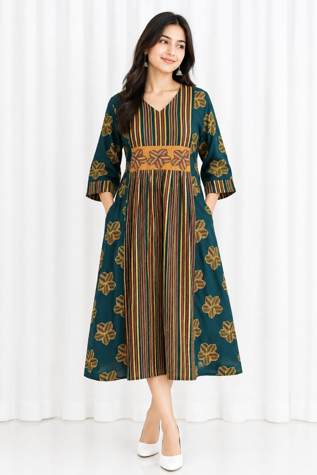 AJRAKH PRINT COTTON ONE-PIECE KURTI - Image 3