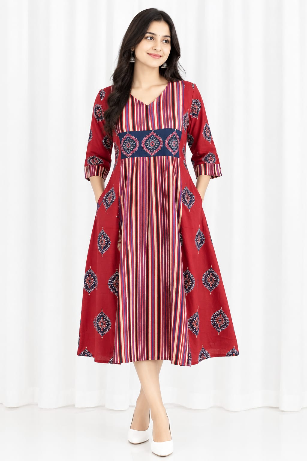 AJRAKH PRINT COTTON ONE-PIECE KURTI - Image 14