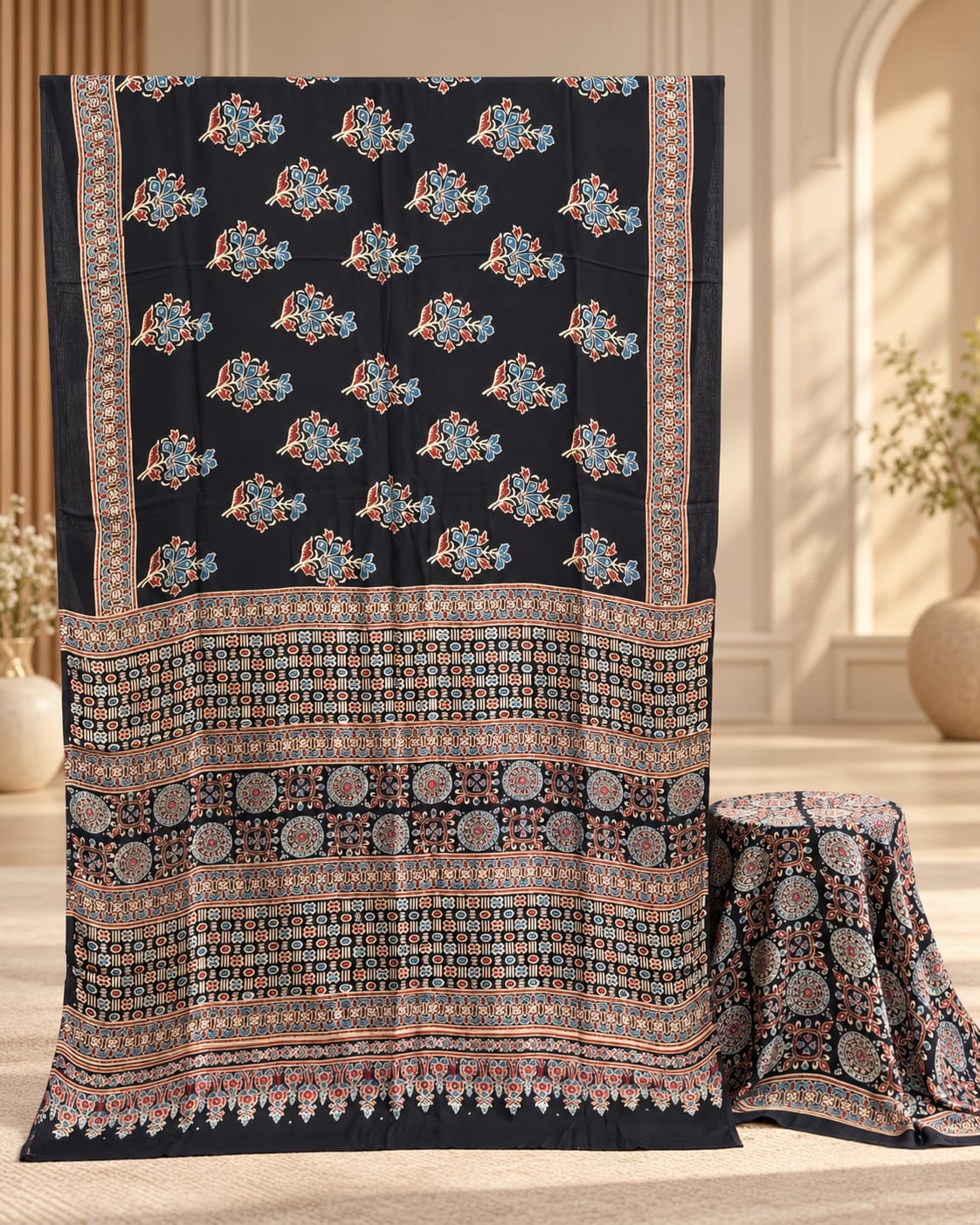 ELEGANT MODAL SILK AJRAKH SAREE - Image 8