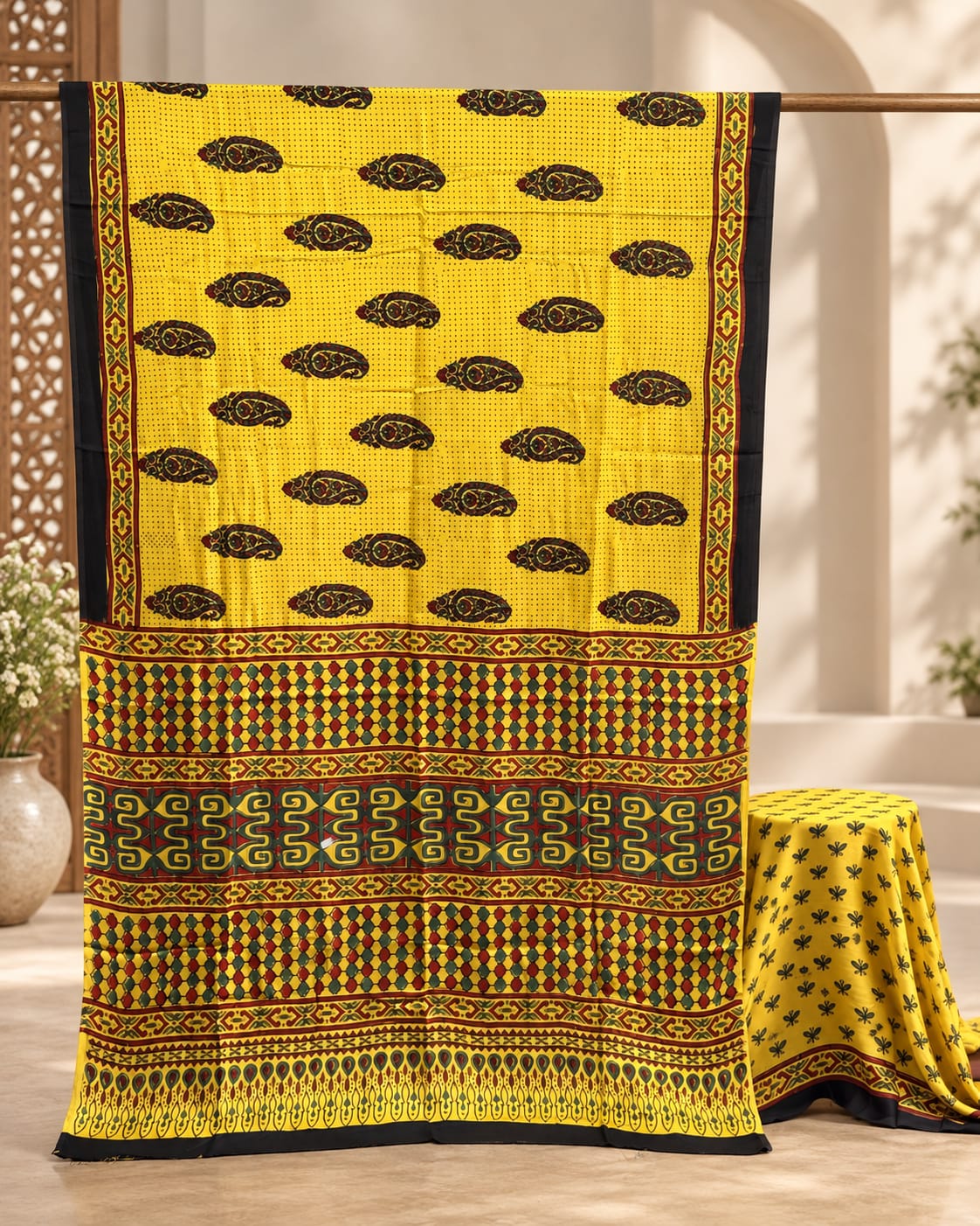 ELEGANT MODAL SILK AJRAKH SAREE - Image 13