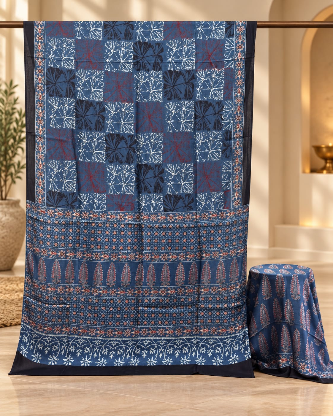 ELEGANT MODAL SILK AJRAKH SAREE - Image 9