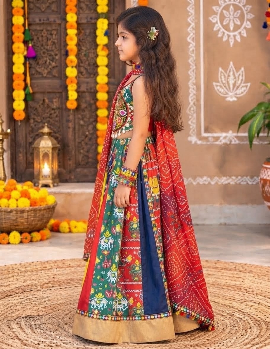 Traditional Kids Gujarati Chaniya Choli - Image 4