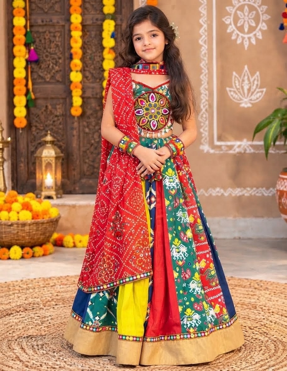 Traditional Kids Gujarati Chaniya Choli - Image 6