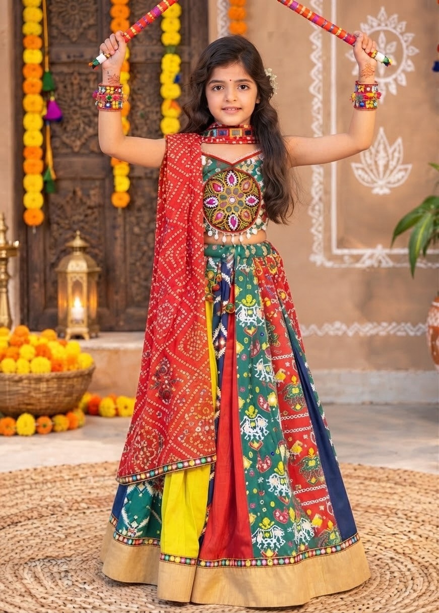 Traditional Kids Gujarati Chaniya Choli - Image 7